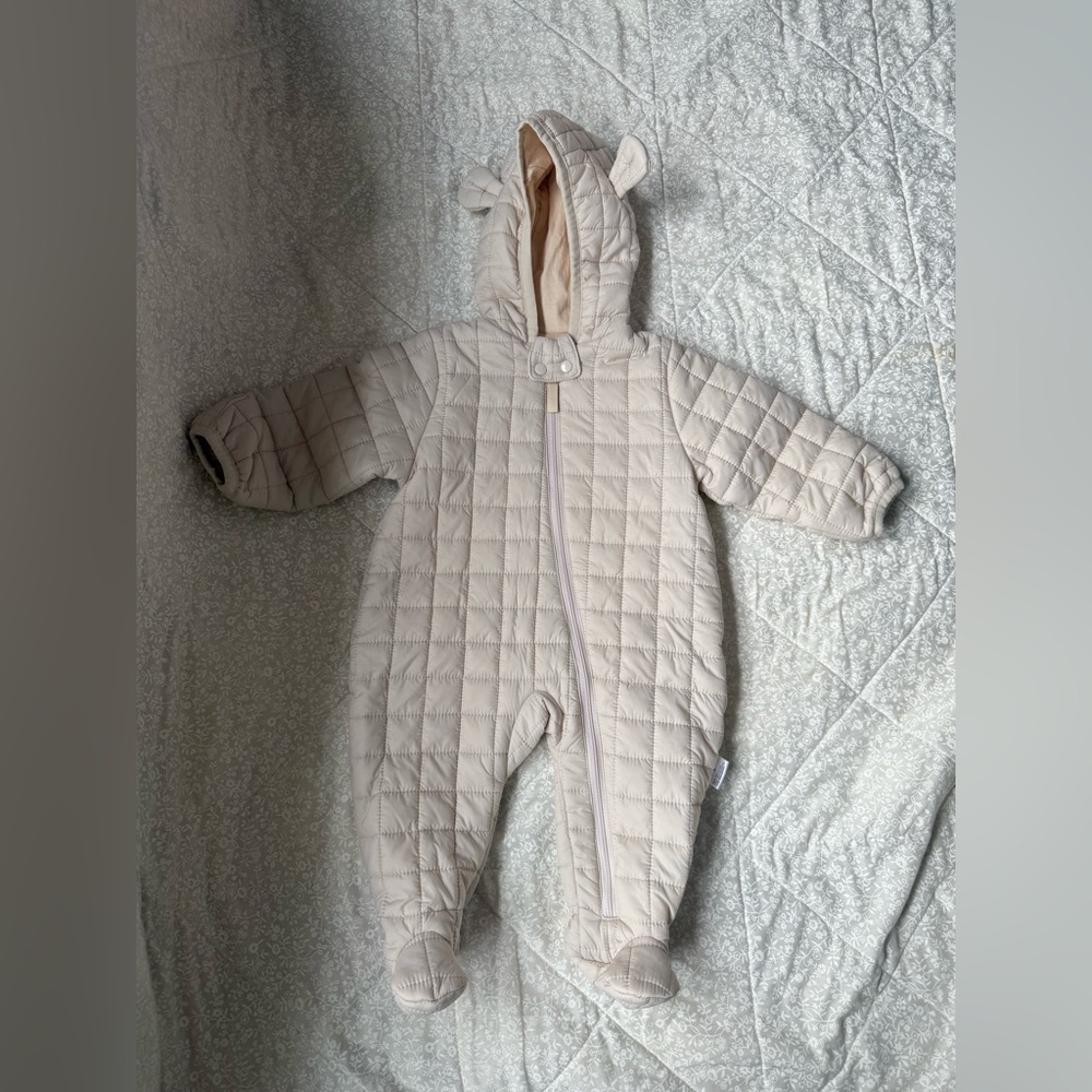 Source Unknown Quilted Beige Hooded Footie